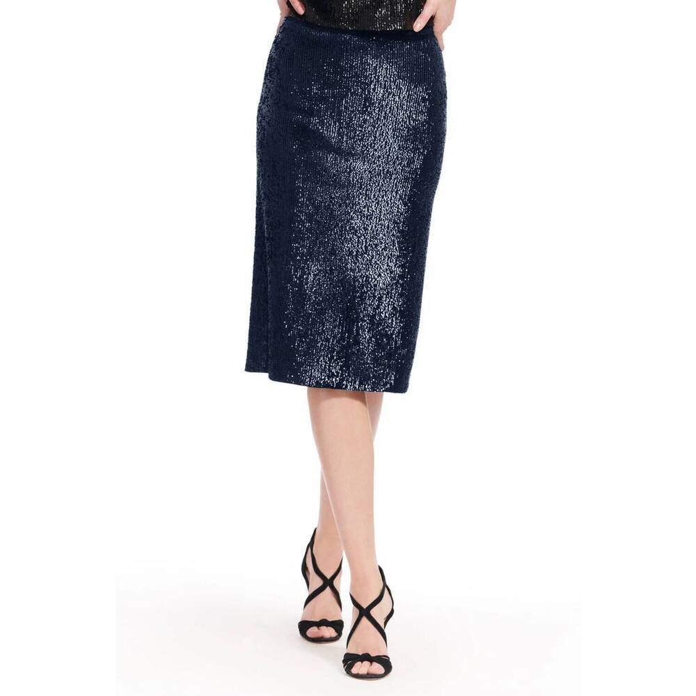 NEW EMILY SHALANT sequin midi skirt in navy